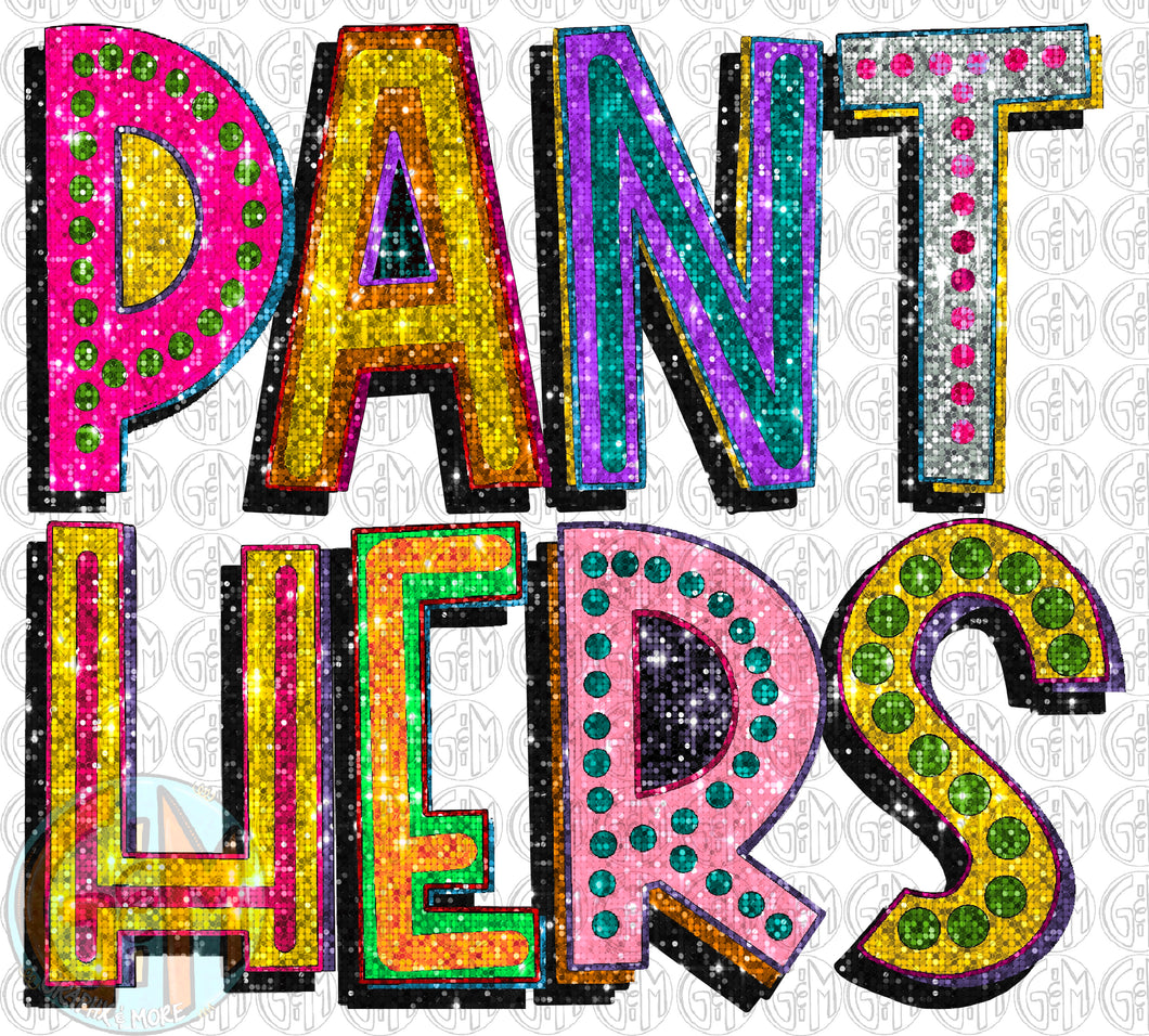 Panthers Glitter Marquee PNG | Sublimation Design | Hand Drawn