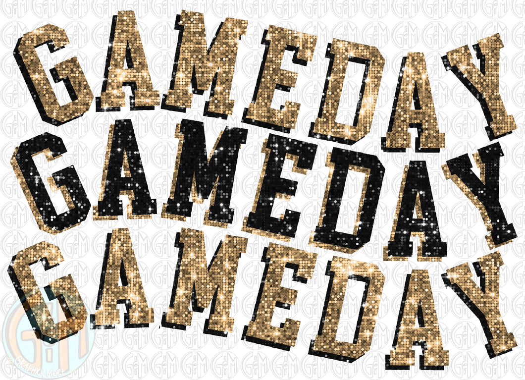 CUSTOM Glitter Gameday PNG | Sublimation Design | Hand Drawn