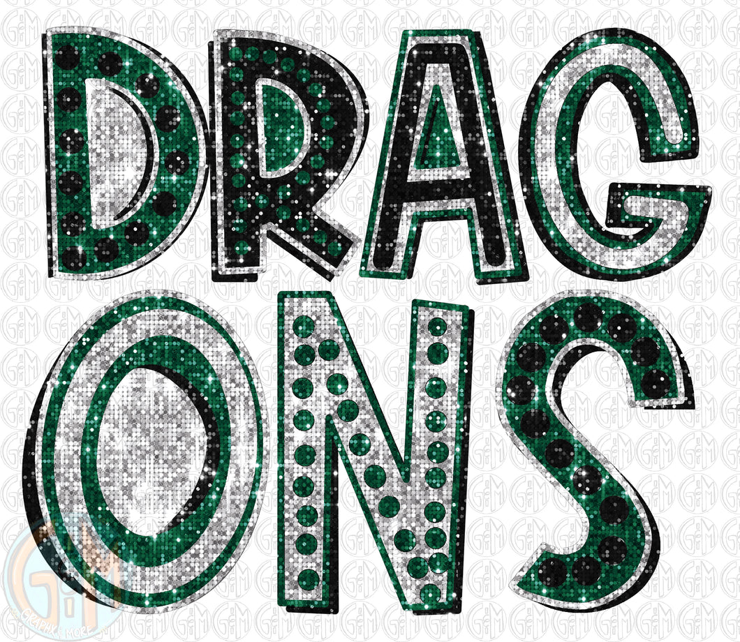 Dragons Glitter Marquee PNG | Sublimation Design | Hand Drawn