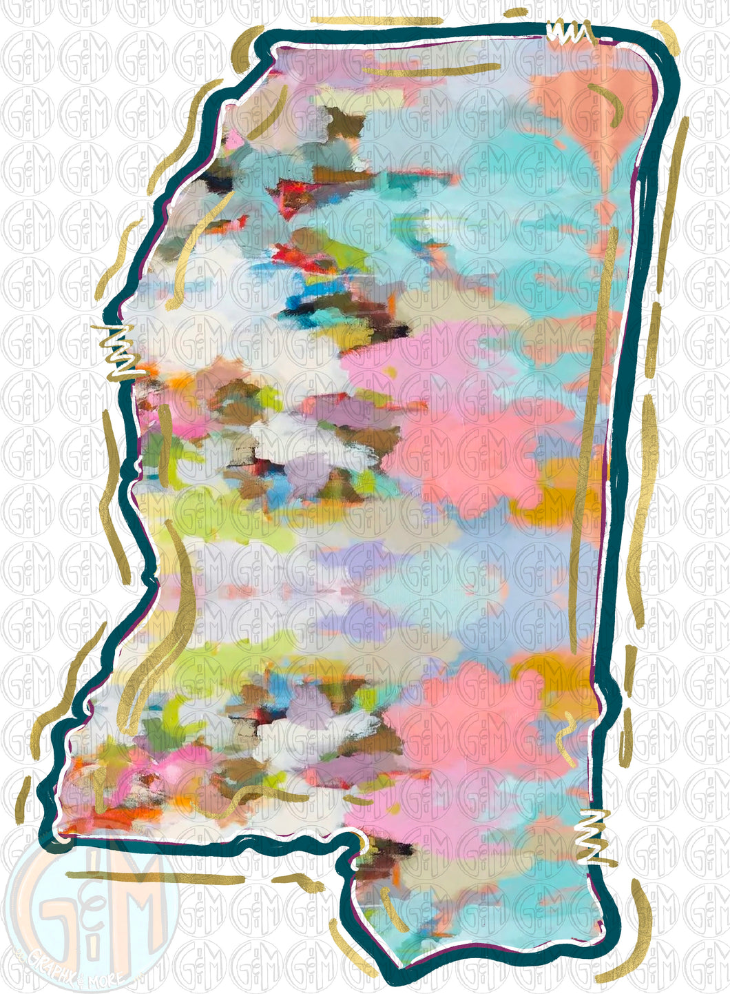 Watercolor Mississippi PNG | MS | Hand Drawn | Sublimation Design