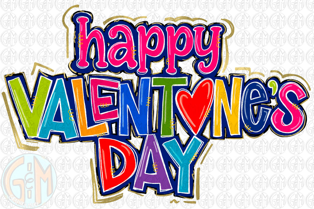 Happy Valentine’s Day PNG | Hand Drawn | Sublimation Design