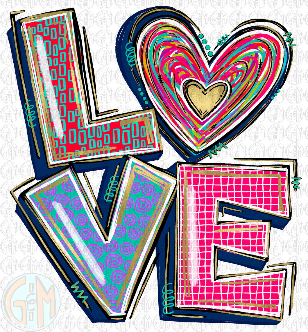 LOVE PNG | Hand Drawn | Sublimation Design