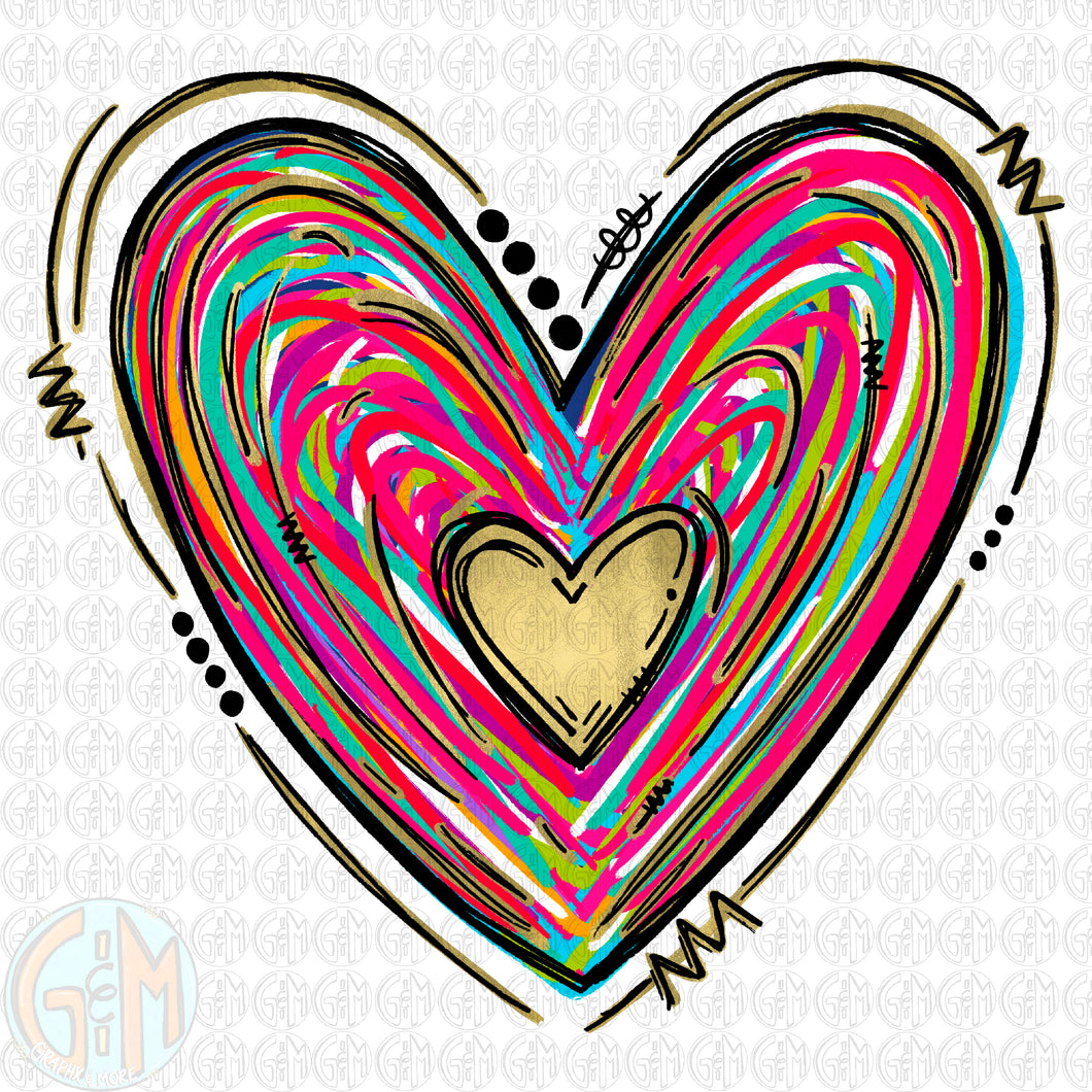 Heart PNG | Hand Drawn | Sublimation Design