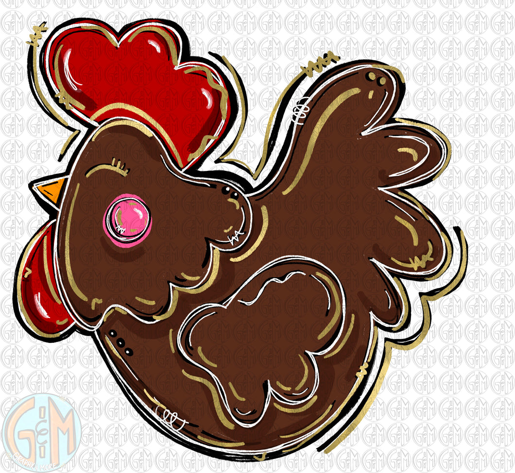 Brown Chicken PNG | Hand Drawn | Sublimation Design