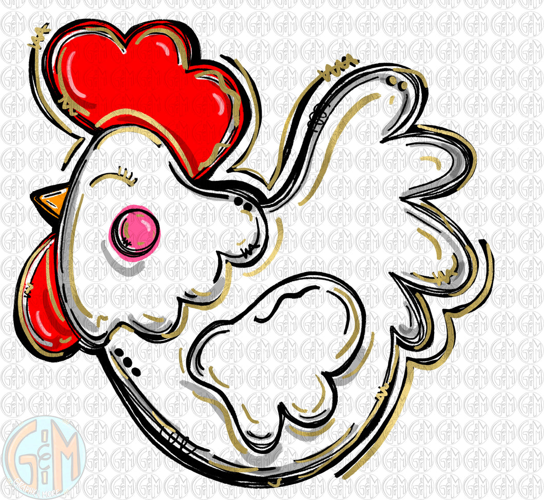 White Chicken PNG | Hand Drawn | Sublimation Design