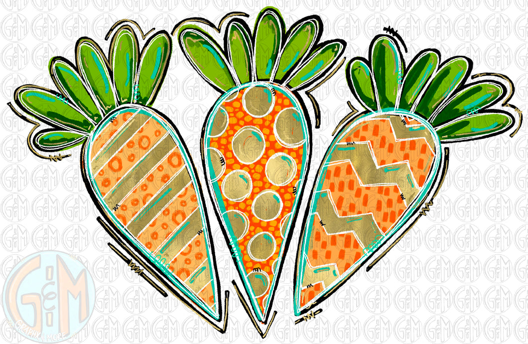Carrots 2 PNG | Hand Drawn | Sublimation Design