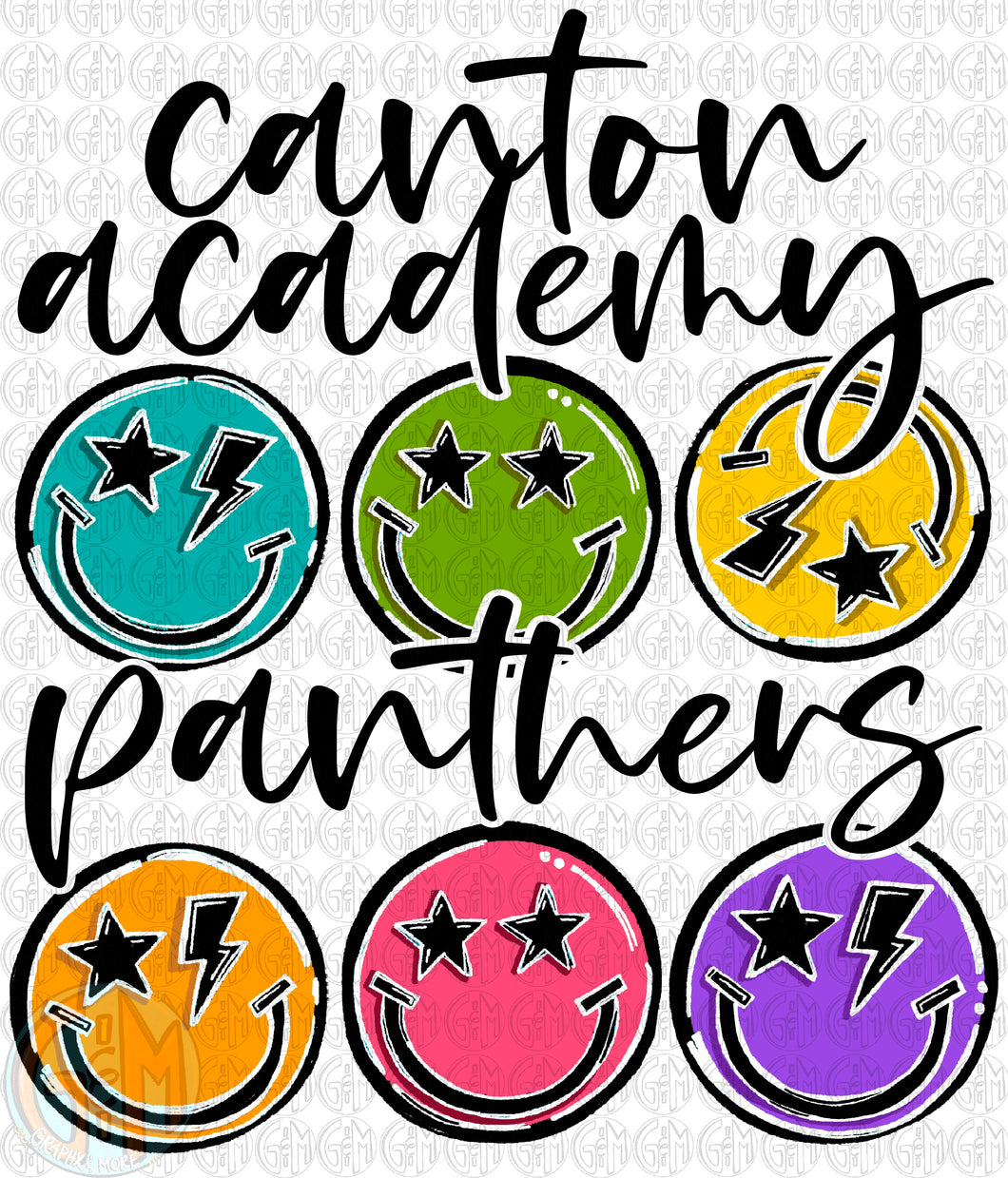 Canton Academy Bright Stacked Smiley PNG | Sublimation Design | Hand Drawn