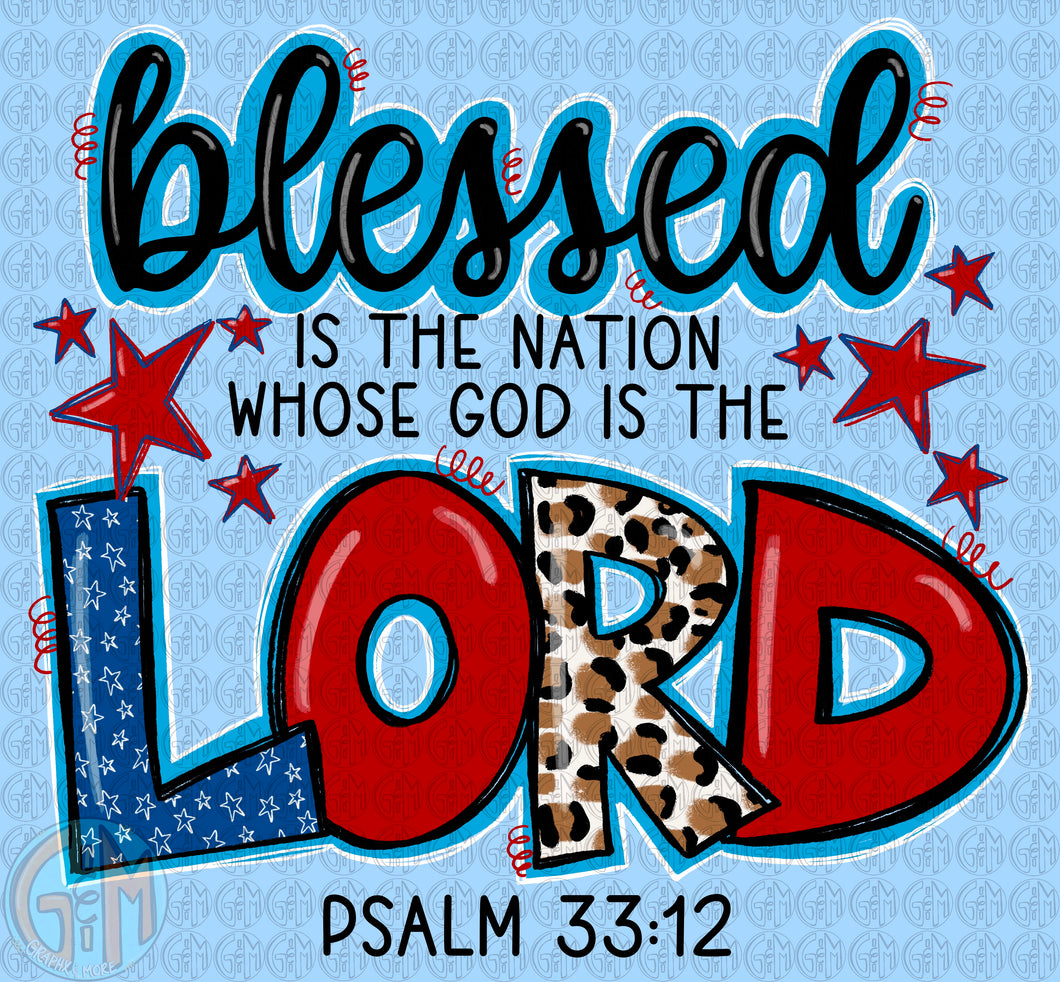 Blessed Nation PNG | Psalm 33:12 | Sublimation Design | Hand Drawn