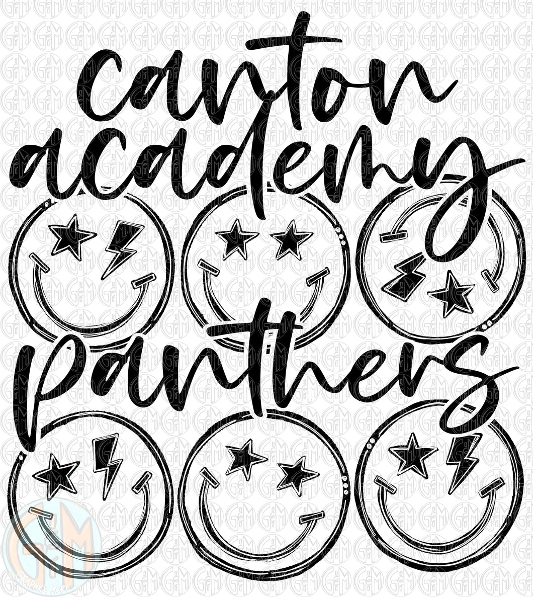 Canton Academy Stacked Smiley PNG | No Color | Sublimation Design | Hand Drawn