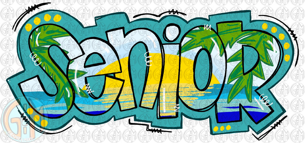 Beachy Senior PNG | Sublimation Design | Hand Drawn