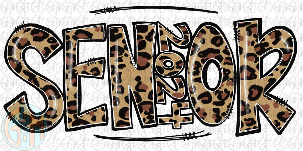 2024 Senior PNG | Leopard | Sublimation Design | Hand Drawn