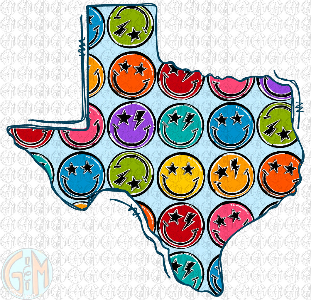 Smiley Texas PNG | Hand Drawn | Sublimation Design