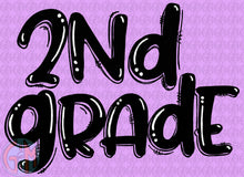 Load image into Gallery viewer, 1st - 7th Grades Bundle PNG | Solid Black | Sublimation Design | Hand Drawn
