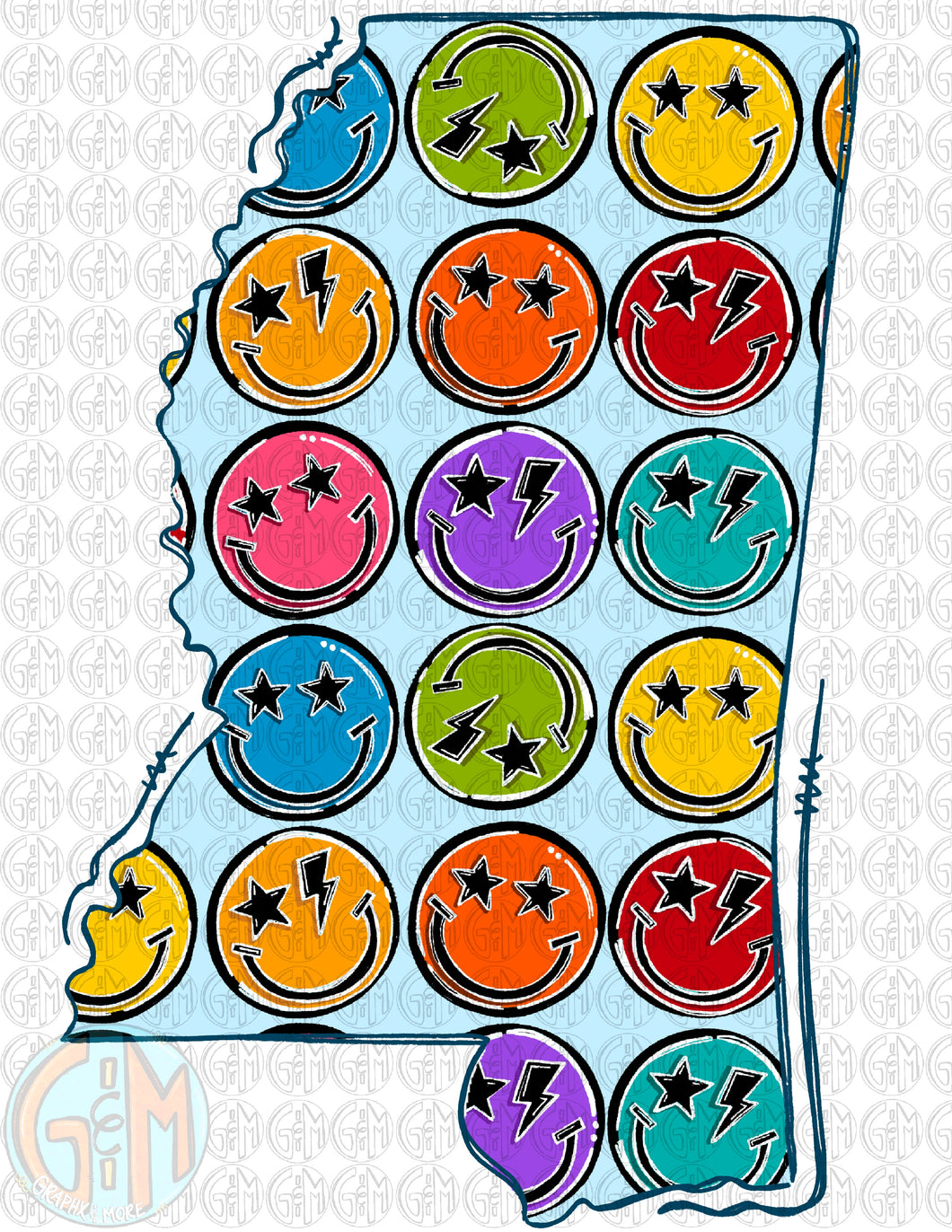 Smiley Mississippi PNG | Hand Drawn | Sublimation Design
