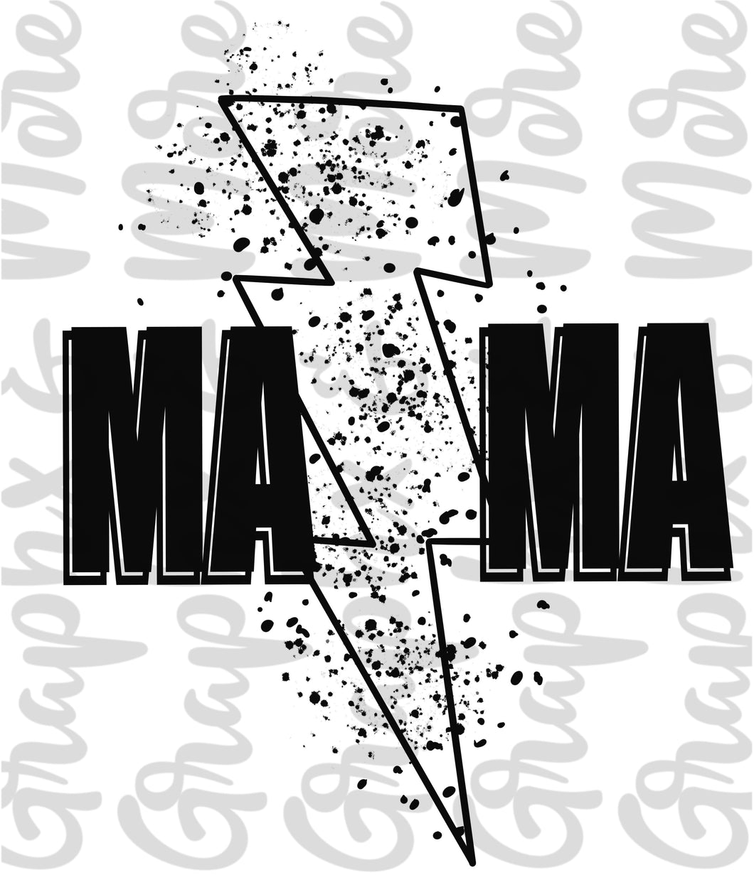 Single Color Mama Lightning PNG | Sublimation Design | Hand Drawn