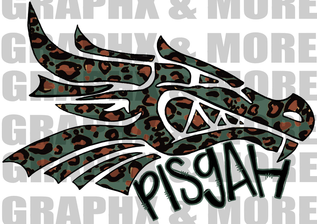 Pisgah Leopard Dragon PNG | Sublimation Design | Hand Drawn
