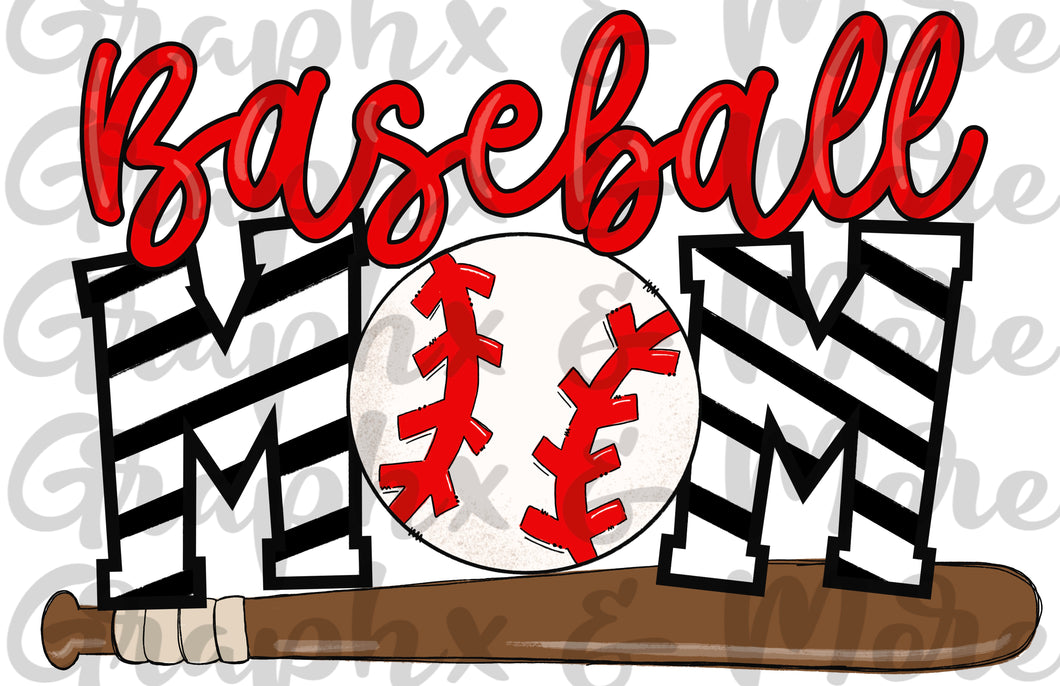 Baseball Mom PNG | Sublimation Design | Hand Drawn