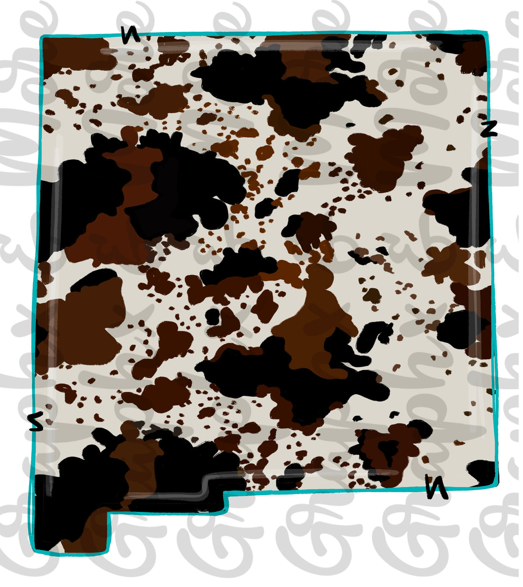 Cowhide NM PNG | New Mexico | Sublimation Design | Hand Drawn