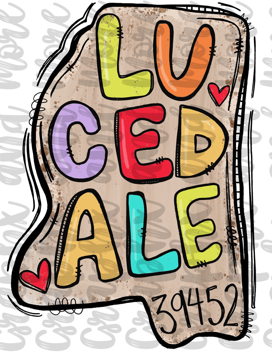 Lucedale MS 39452 PNG | Hand Drawn | Sublimation Design