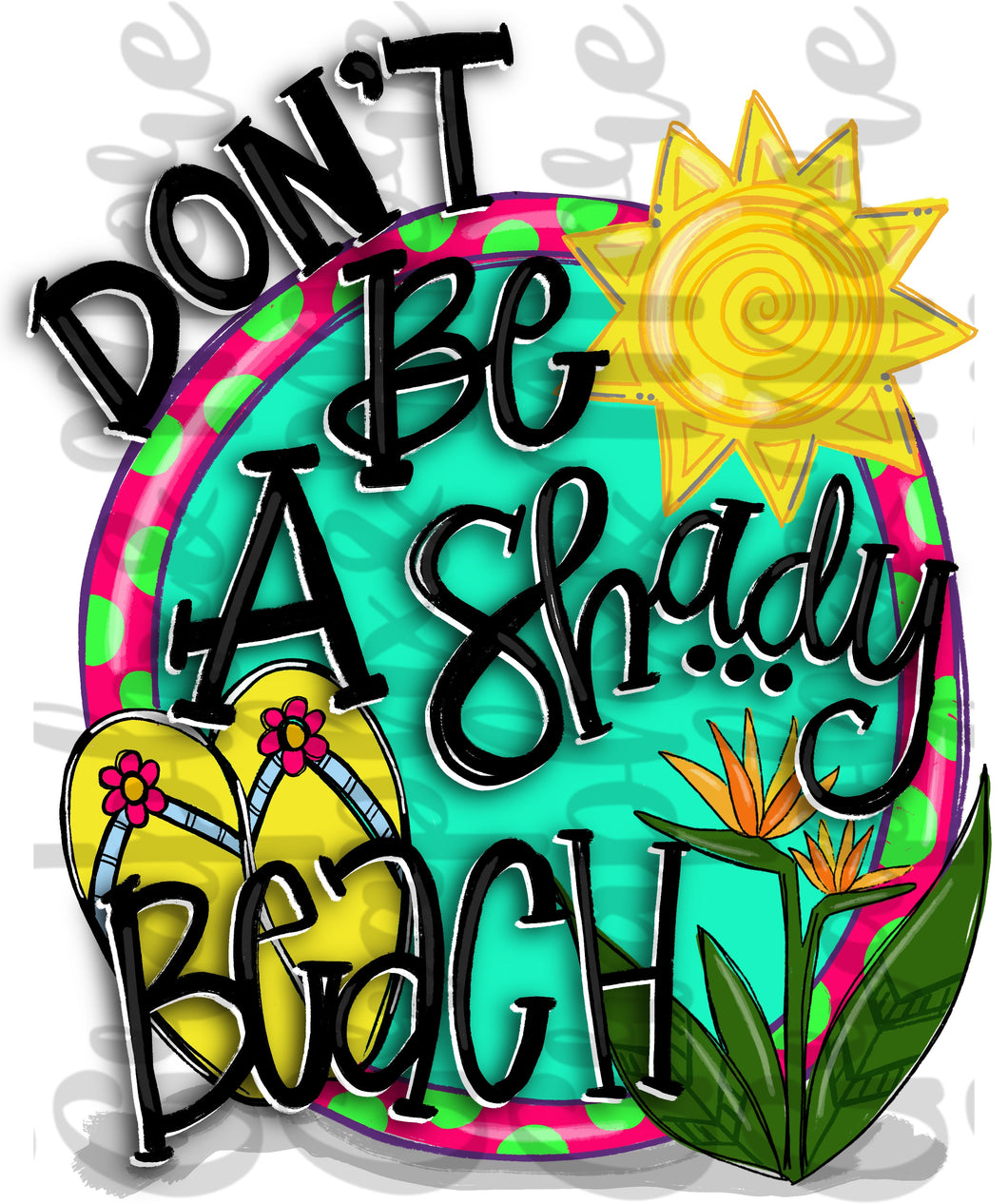 Shady Beach PNG | Sublimation Design | Hand Drawn