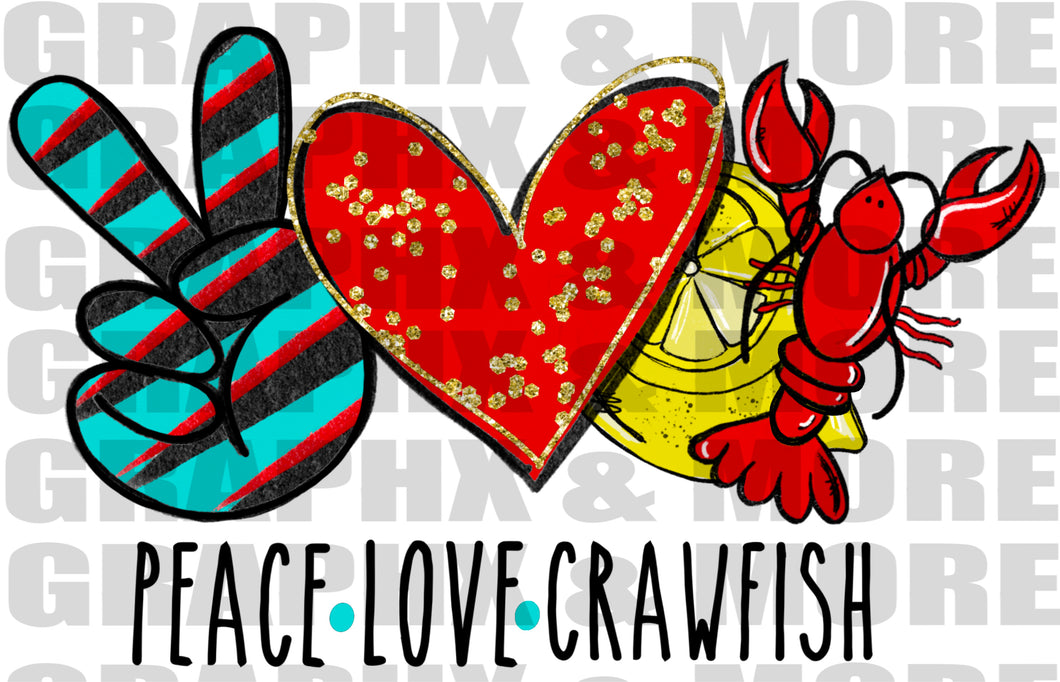 Peace Love Crawfish PNG | Hand Drawn | Sublimation Design