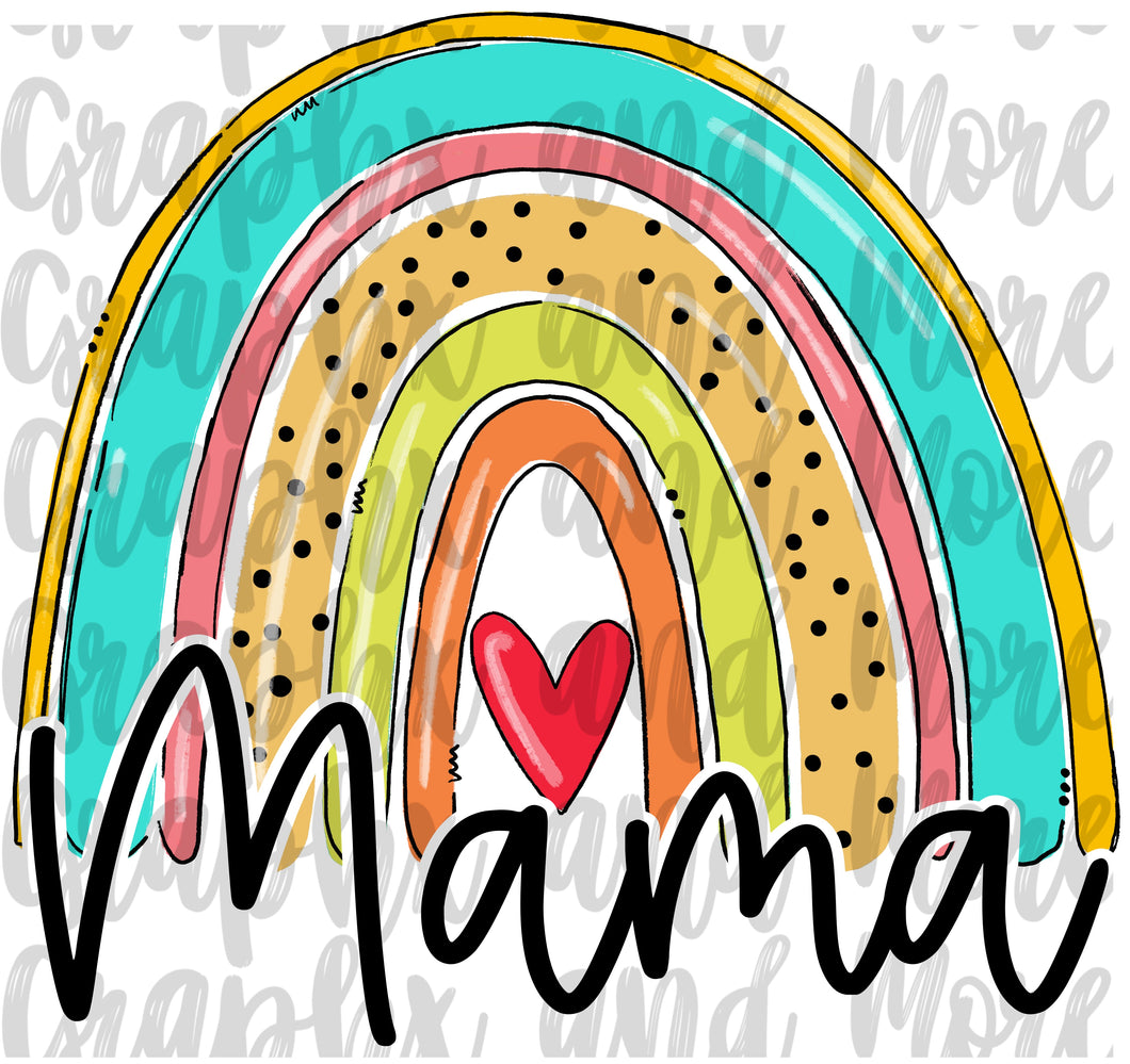 Mama Rainbow PNG | Sublimation Design | Hand Drawn