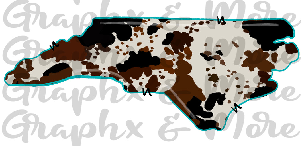 Cowhide NC PNG | Sublimation Design | Hand Drawn