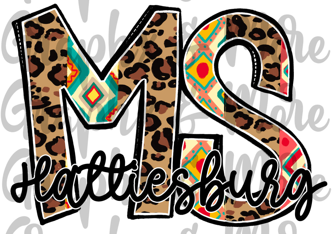 Hattiesburg MS PNG | Sublimation Design | Hand Drawn