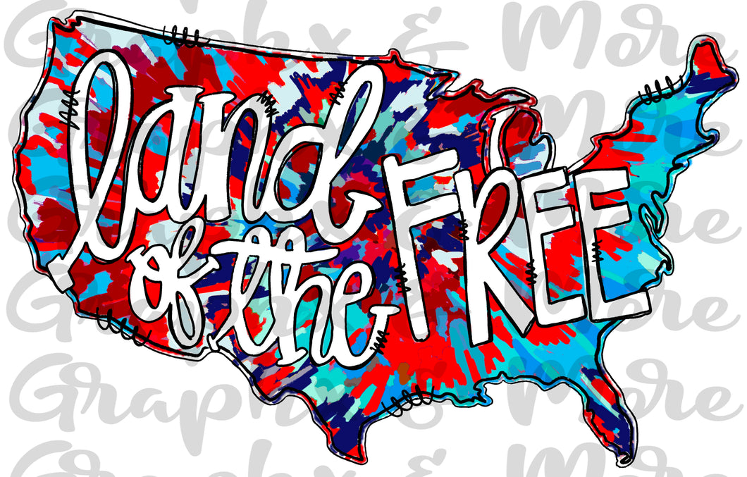 Land of the Free PNG | Sublimation Design | Hand Drawn