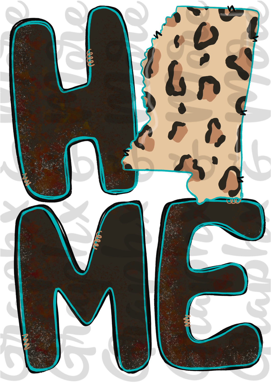 Leopard HOME MS PNG | Sublimation Design | Hand Drawn