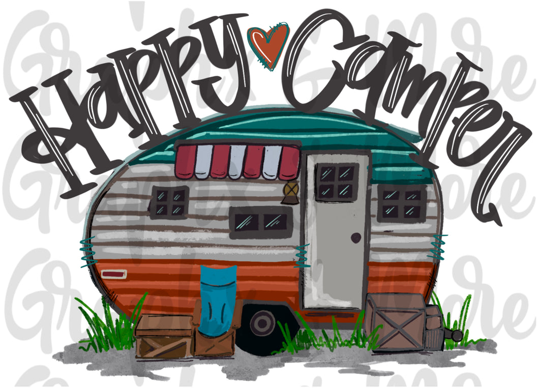 Happy Camper PNG | Sublimation Design | Hand Drawn