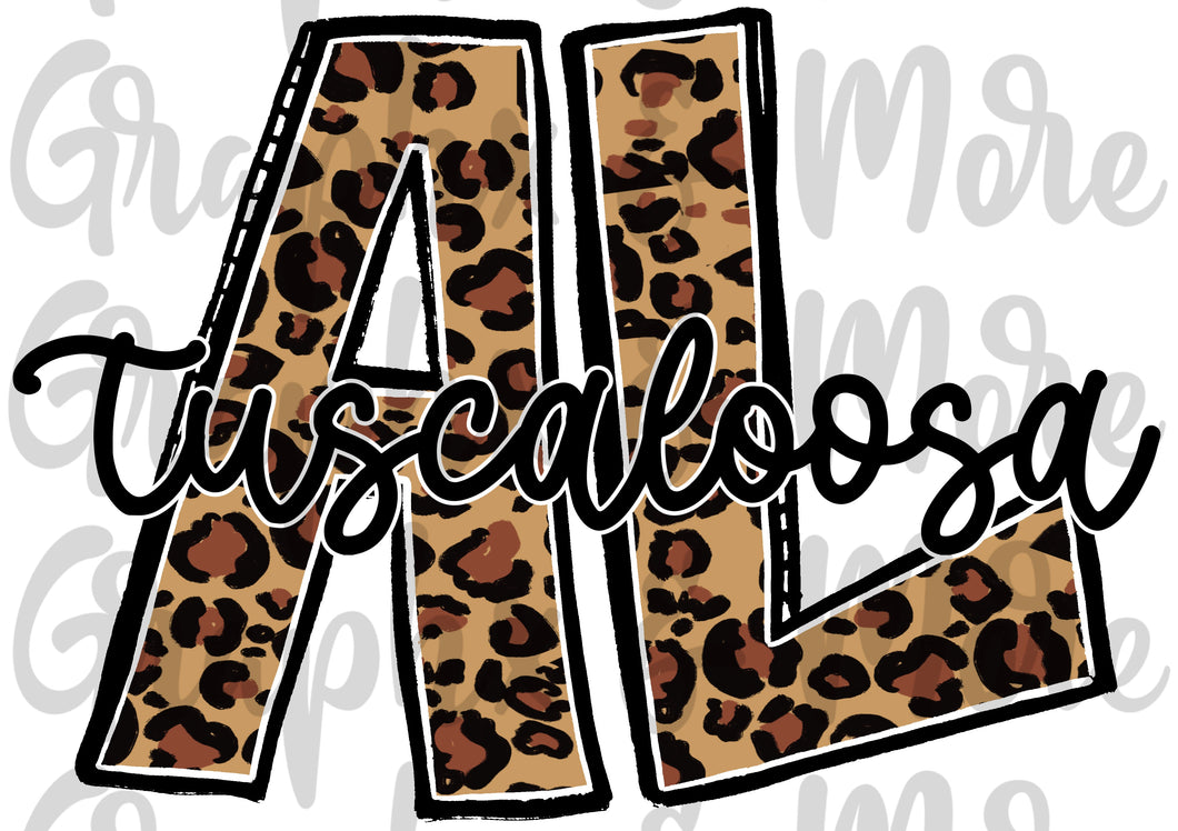Leopard Tuscaloosa AL PNG | Sublimation Design | Hand Drawn