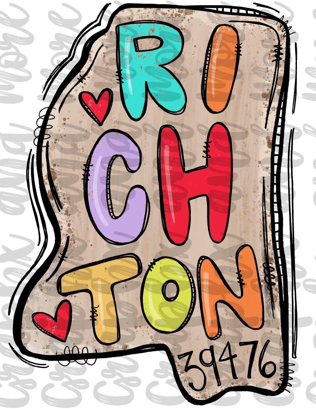 Richton MS 39476 PNG | Hand Drawn | Sublimation Design