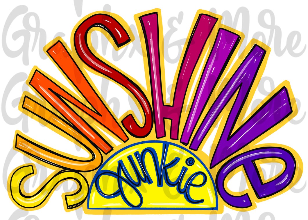Sunshine Junkie PNG | Sublimation Design | Hand Drawn
