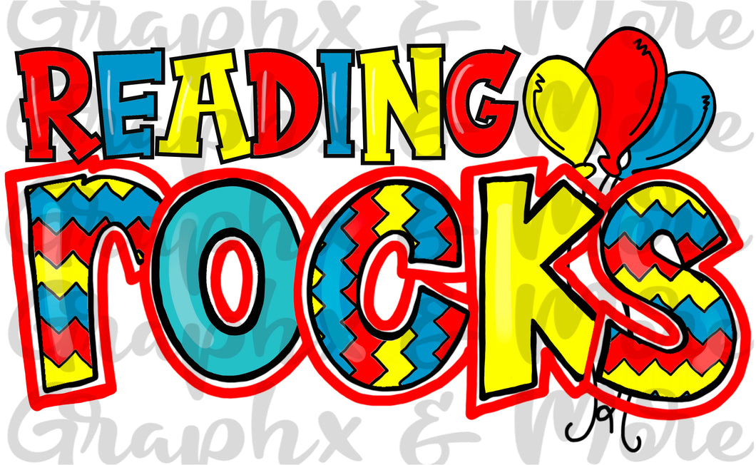 Reading Rocks  PNG | Hand Drawn | Sublimation Design