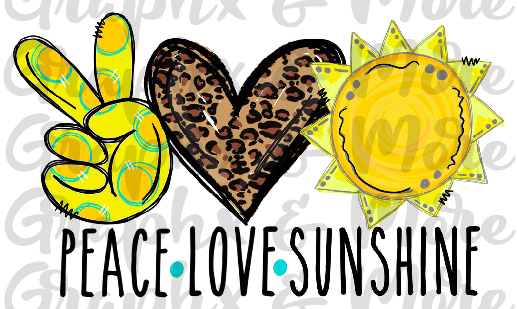 Leopard Peace. Love. Sunshine PNG | Sublimation Design | Hand Drawn