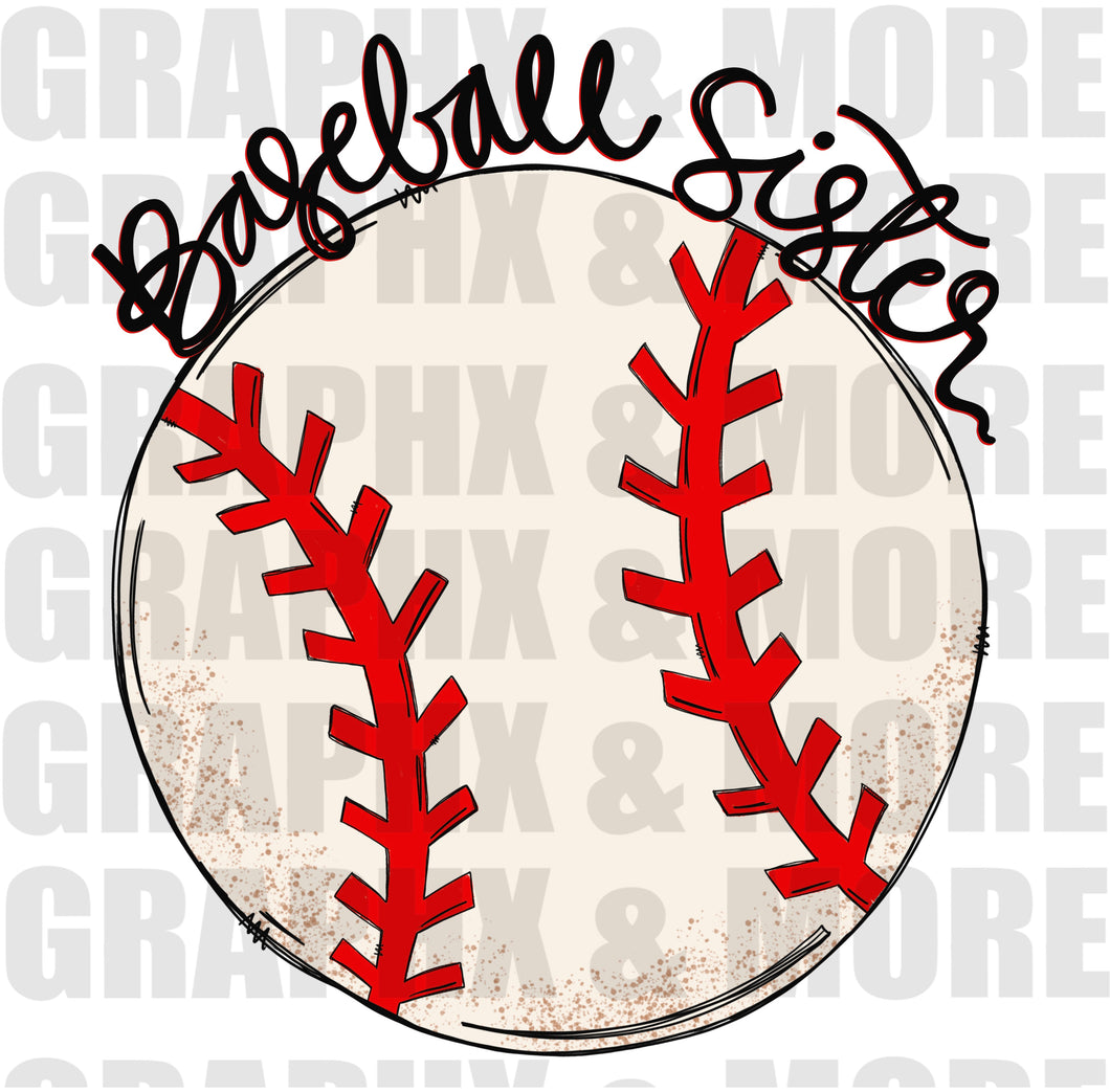 Baseball Sister PNG | Sublimation Design | Hand Drawn