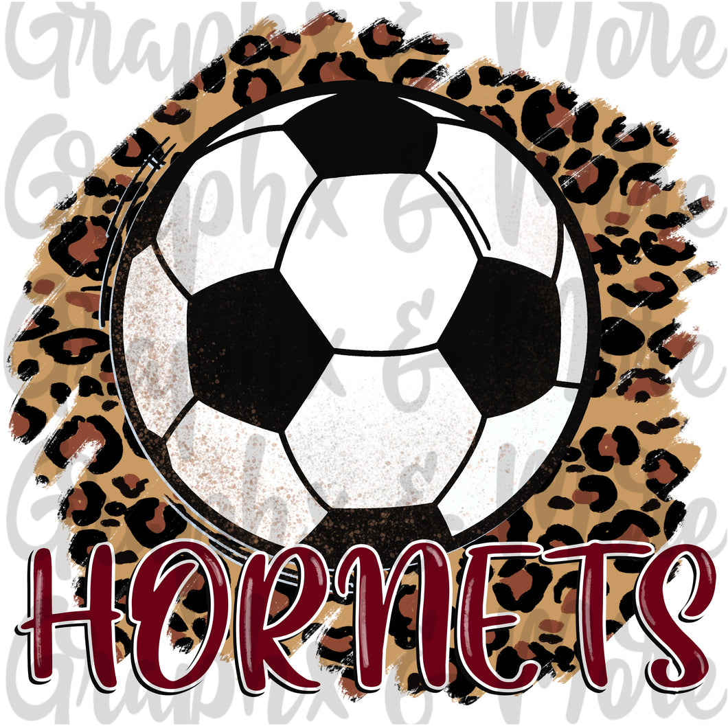 Hornets Soccer on Leopard PNG | Sublimation Design | Hand Drawn