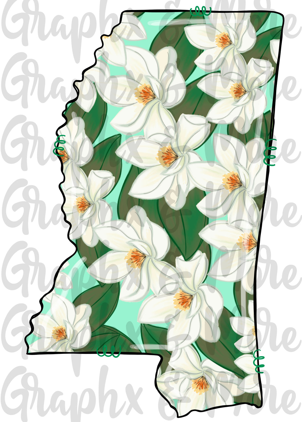 Magnolia Mississippi PNG | MS | Sublimation Design | Hand Drawn