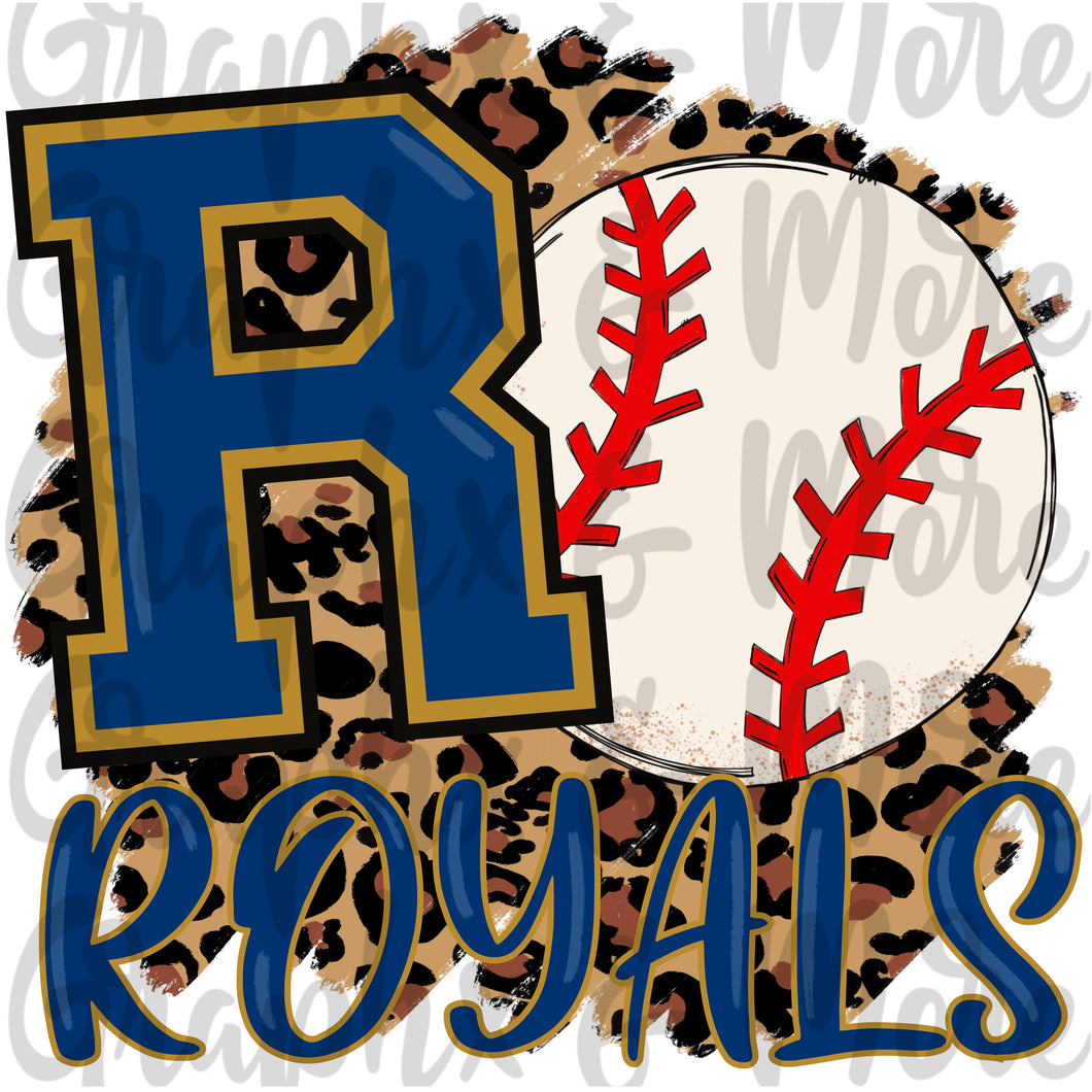 Royals Baseball PNG | Gold & Navy | Sublimation Design | Hand Drawn