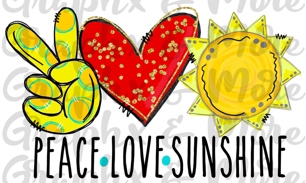 Peace. Love. Sunshine PNG | Sublimation Design | Hand Drawn