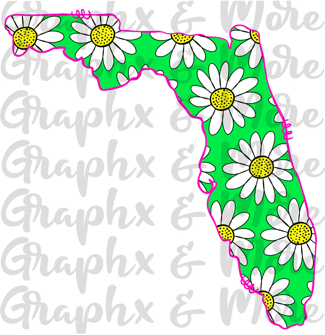Daisies Florida PNG | FL | Sublimation Design | Hand Drawn