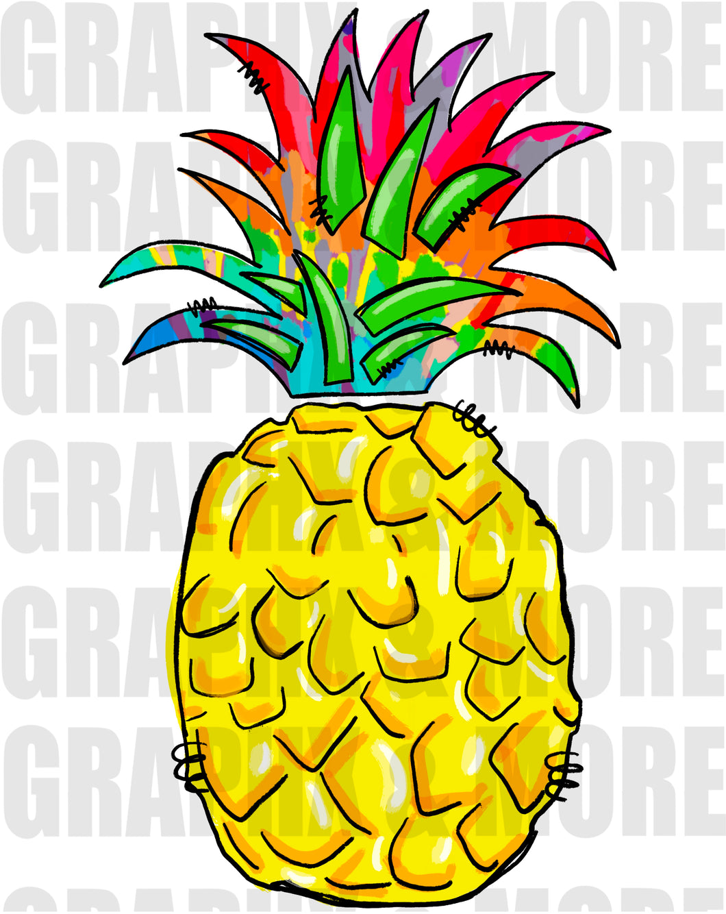 Pineapple PNG | Hand Drawn | Sublimation Design