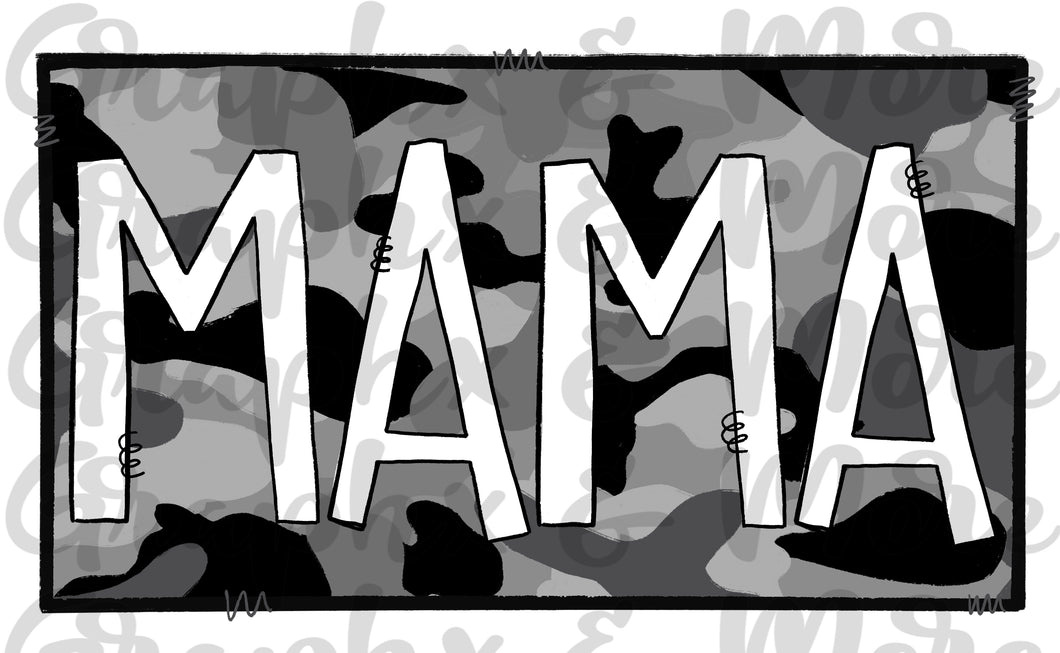 Mama Gray Camo PNG | Sublimation Design | Hand Drawn