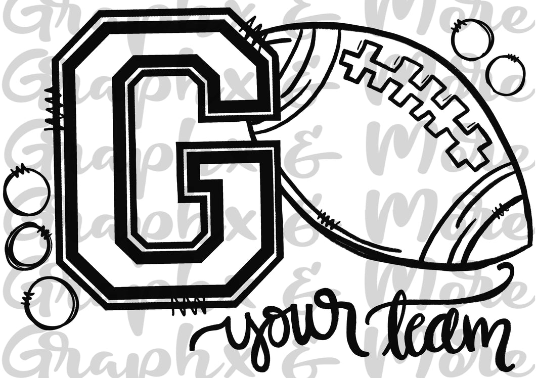 Single Color GO Team (Football) PNG | Sublimation Design | Hand Drawn