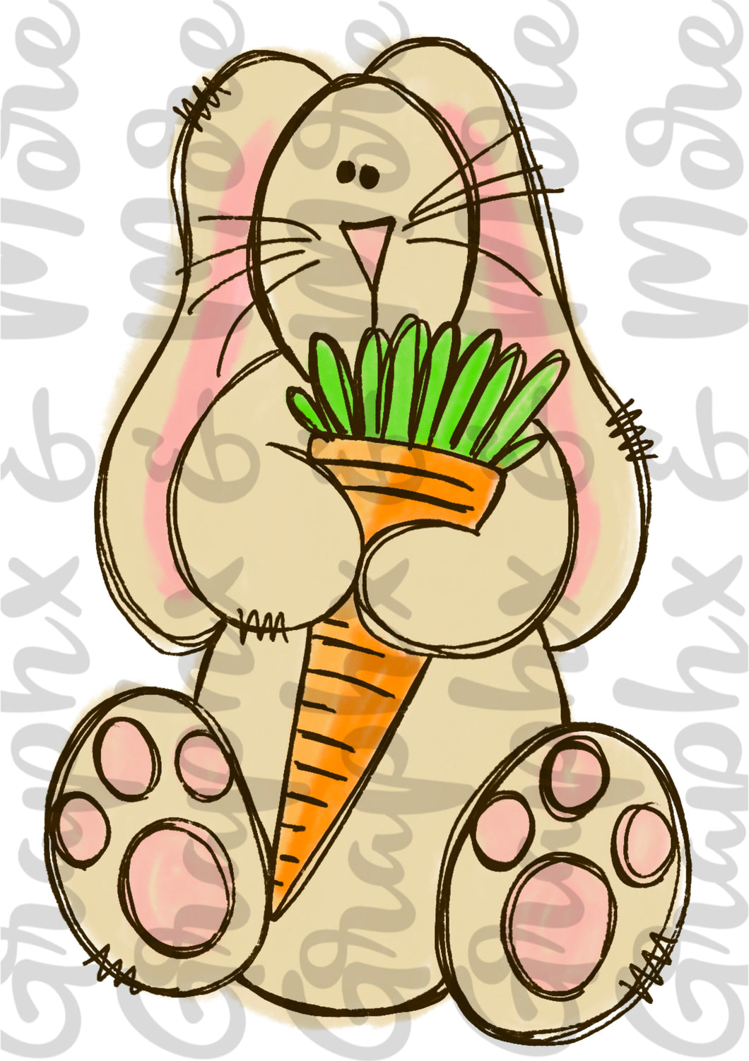 Beige Bunny PNG | Sublimation Design | Hand Drawn