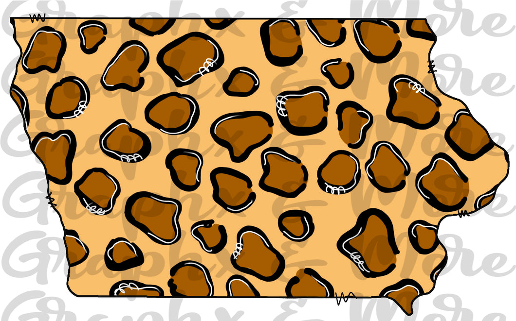 Leopard IA PNG | Iowa | Sublimation Design | Hand Drawn