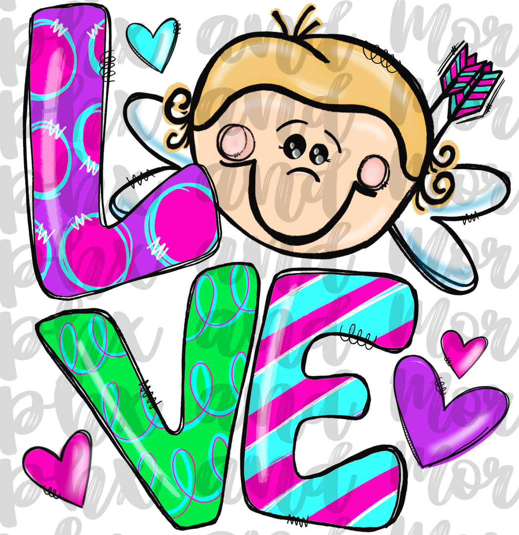 LOVE Cupid PNG | Sublimation Design | Hand Drawn