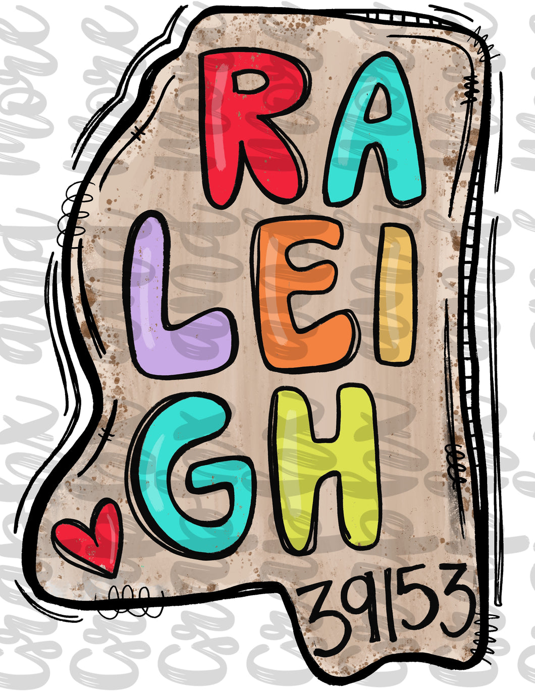Raleigh MS 39153 PNG | Hand Drawn | Sublimation Design