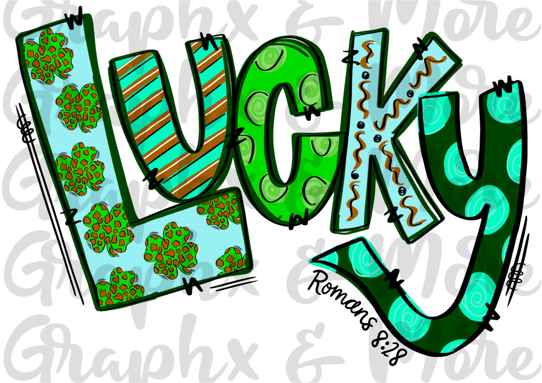 Lucky PNG | Sublimation Design | Hand Drawn